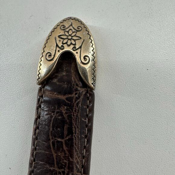 Vintage Western Boho Brown Silver Belt 1X  Fits 32-36 - Picture 3 of 7